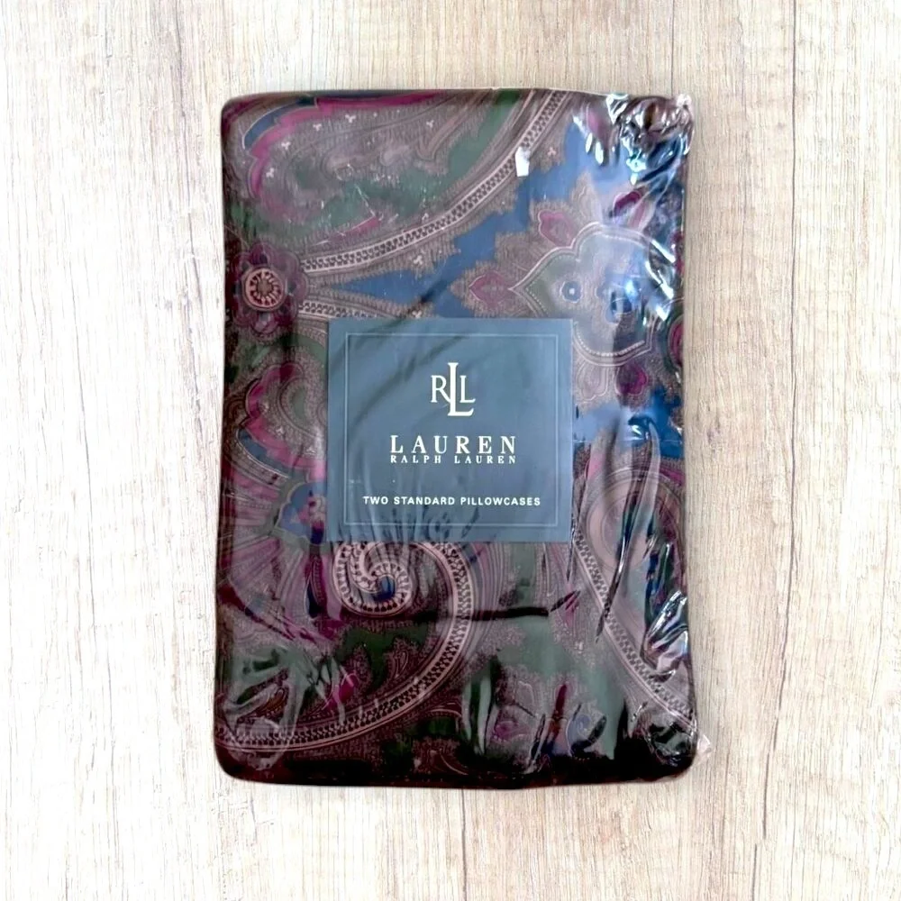 Lauren Ralph Lauren Brianna Paisley Standard Pillowcases NWT Blue Green Pair Set